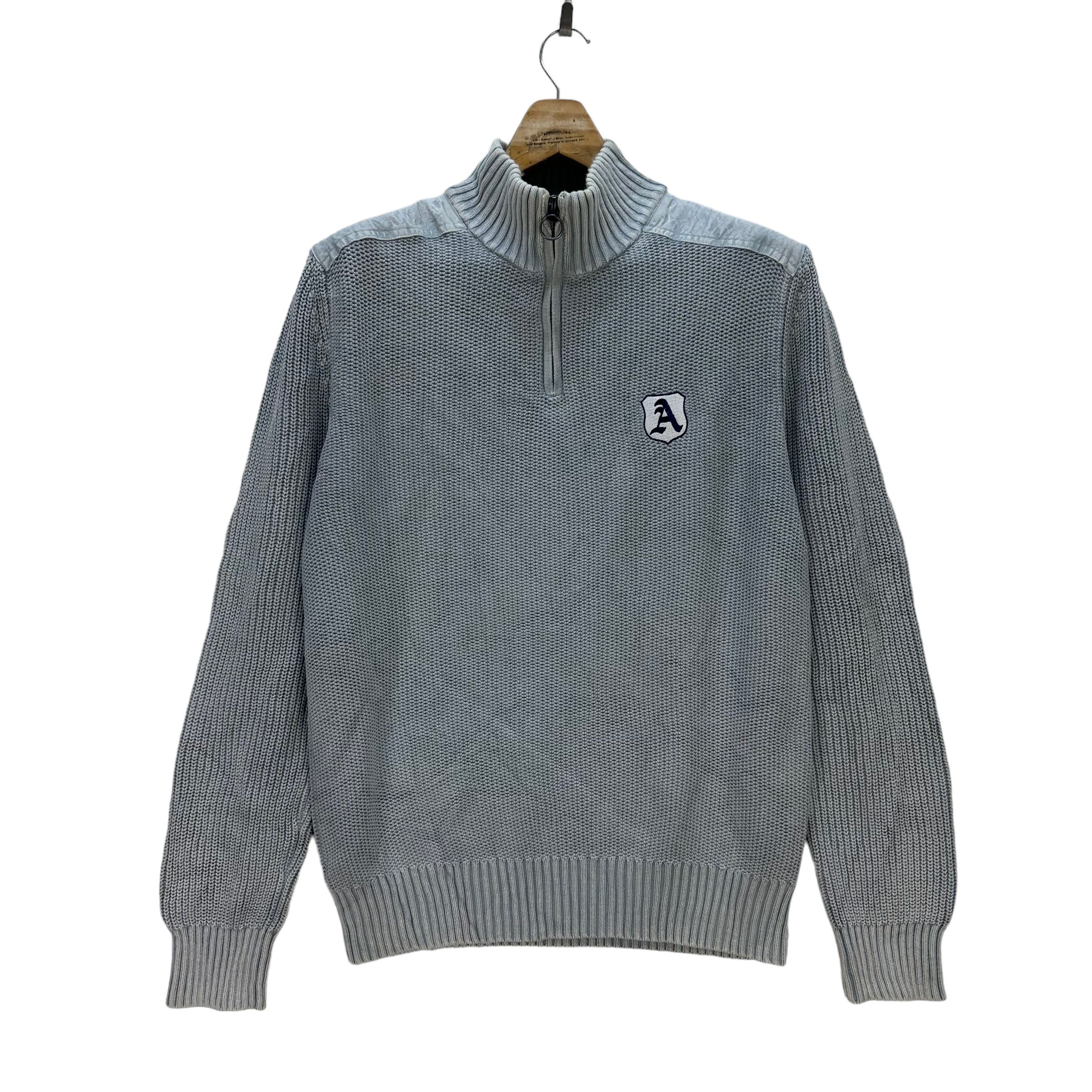 image of Coloured Cable Knit Sweater x Lands End Lands' End Half Zip Turtle Neck Knitted Sweater 8631-018 in