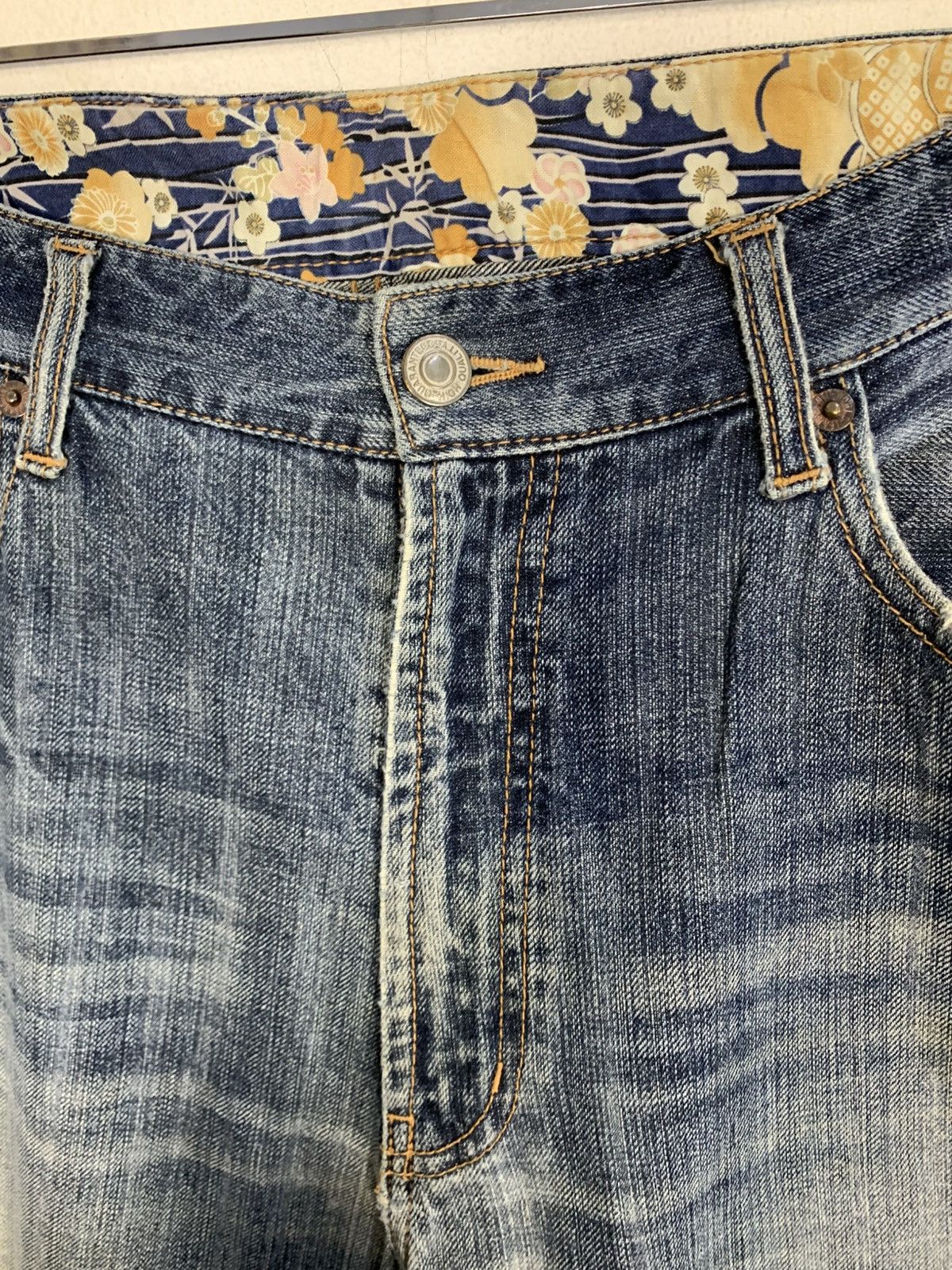 Japanese Brand Dragon Art Denim Jeans Pant Straight Leg Zipper Pocket Size US 35 - 3 Thumbnail