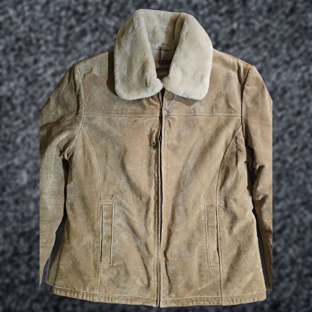 Vintage VINTAGE Winlit Beige Leather/Suede Faux Fur Full Zip Coat Jacket Womens Sz Large Leather/Suede Faux Fur Full Zip Coat Jacket Beige 90s Womens Size L / US 10 / IT 46 - 1 Thumbnail