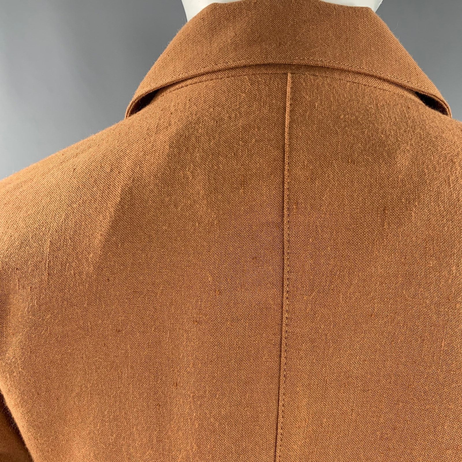 Claude Montana 4 Brown Linen Blend Pleated Flat Front Pants Suit Size S / US 4 / IT 40 - 6 Thumbnail