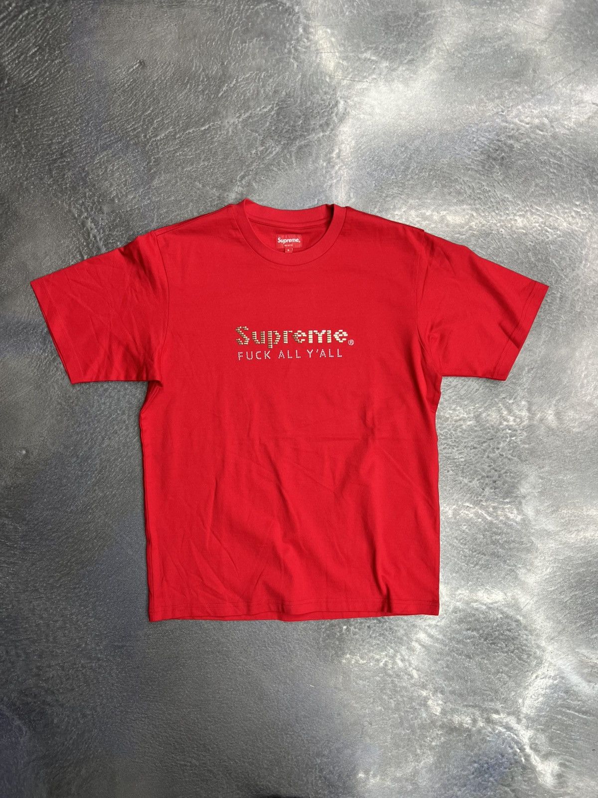 Supreme Supreme Gold Bars Tee “Fuck All Y'all” Red | Grailed