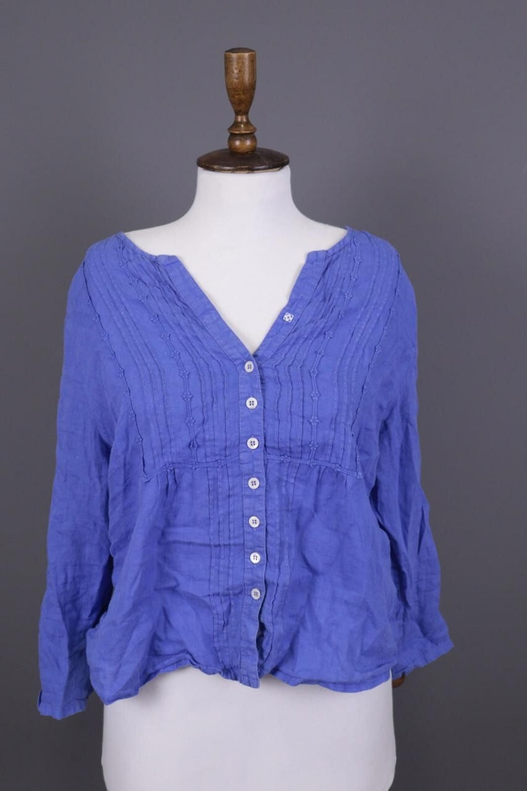 Designer John Lewis 100% Lino Blue Linen Tunic Top Shirt Size 16 Size XXL / US 16-18 / IT 52-54 - 1 Thumbnail