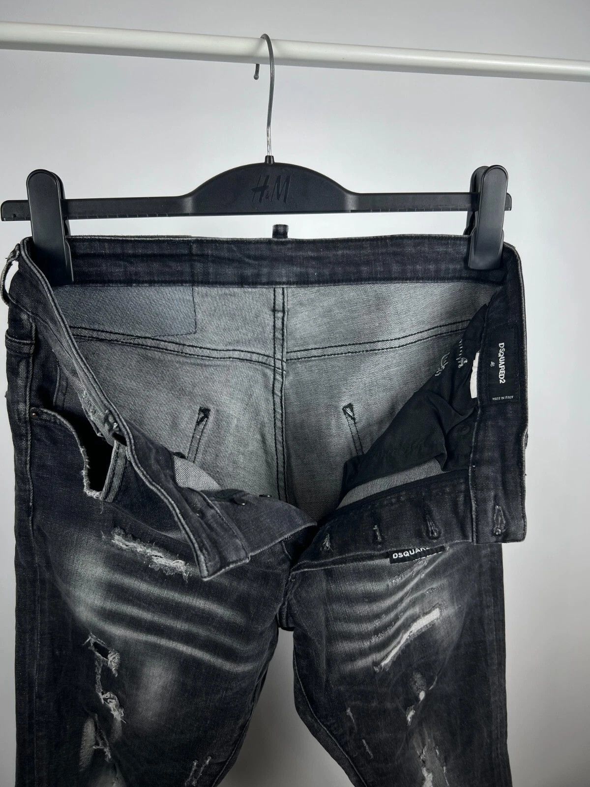 Dsquared2 DSQUARED2 Men's Dark Grey Distressed Slim Fit Italian Jeans Size US 32 / EU 48 - 7 Thumbnail