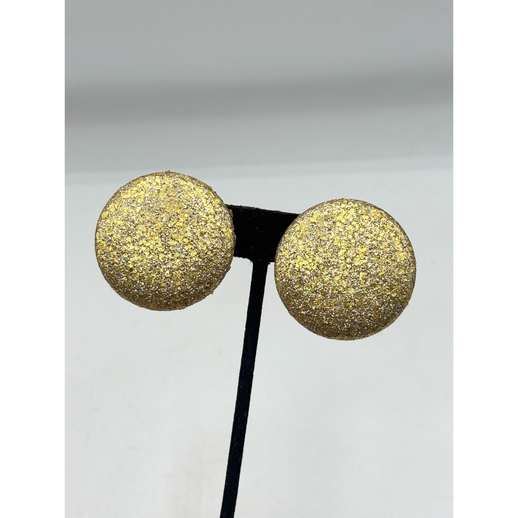 Vintage Vintage gold glitter stud circle clip on earrings Size ONE SIZE - 2 Thumbnail