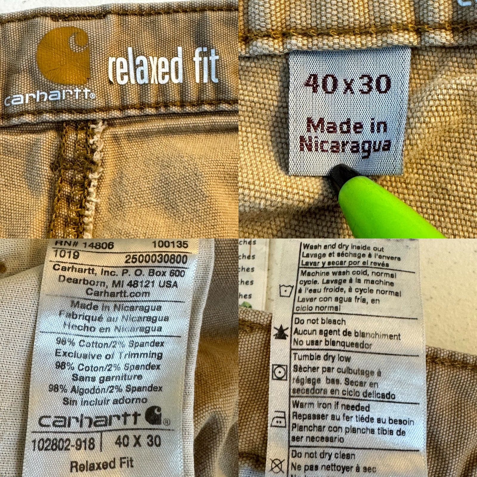 Carhartt Carhartt Pants Men’s 40x30 Tan Stretch Relaxed Fit Canvas Utility Workwear Size US 40 / EU 56 - 9 Thumbnail