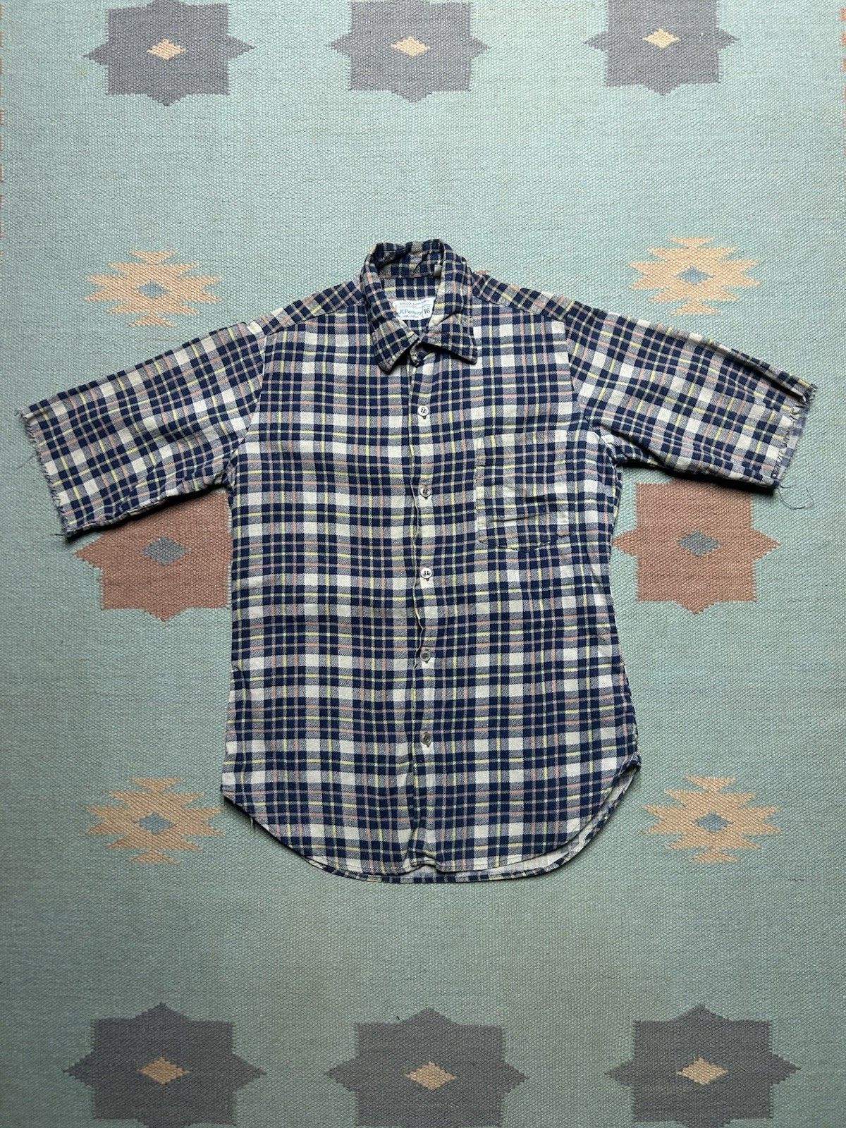 Vintage Vtg 70s flannel shirt JCPenney cotton plaid youth boys 16 Size US XS / EU 42 / 0 - 1 Thumbnail