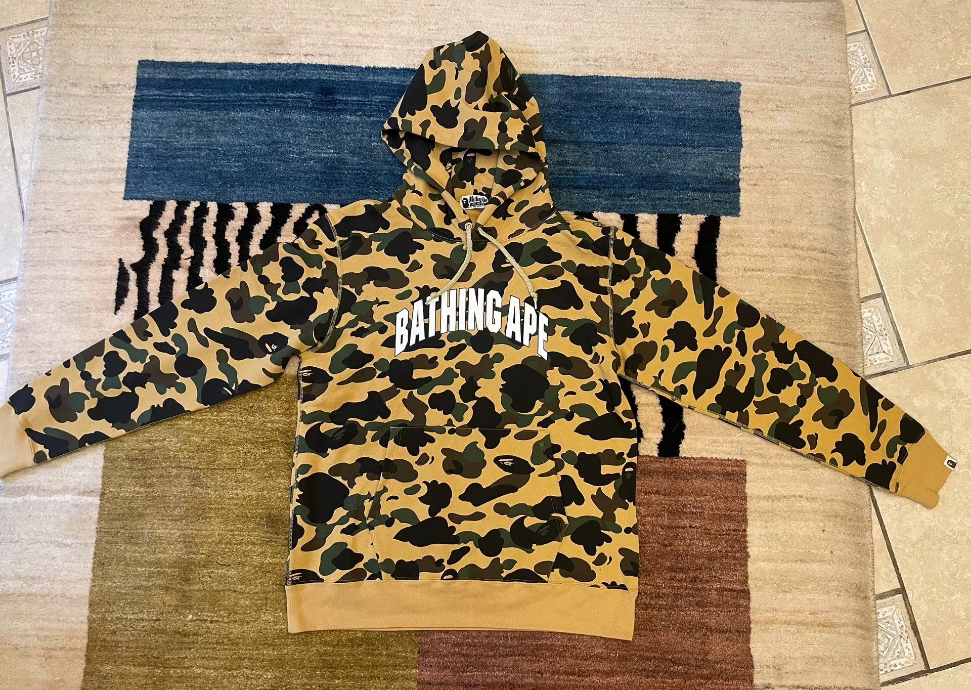 Bape Bape Classic Yellow Camo Letter Hoodie Size US XXL / EU 58 / 5 - 1 Thumbnail