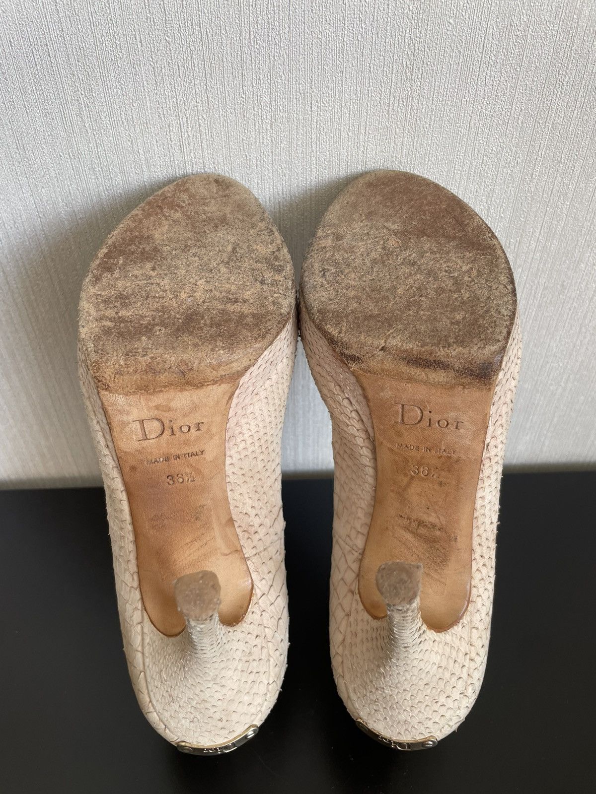 Christian Dior Monsieur × Hedi Slimane × John Galliano Vintage Christian Dior Python Heels Miss Dior peep toe Y2k Size US 6.5 / IT 36.5 - 9 Thumbnail