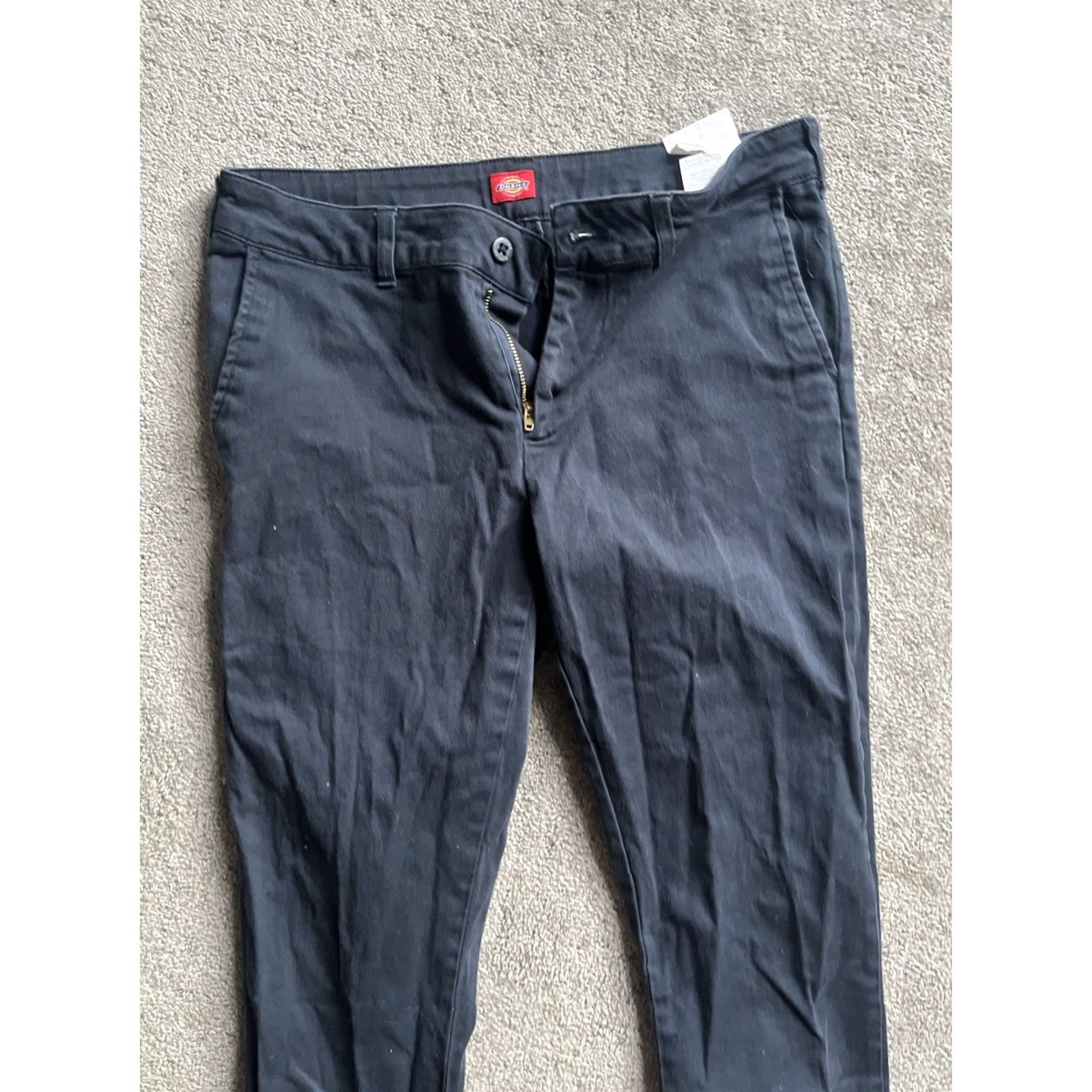 Dickies Dickies Pants Woman Size 9 Regular Navy Blue Skinny Flat Front Zipper Slim "Khakis" Size 30" / US 8 / IT 44 - 2 Thumbnail
