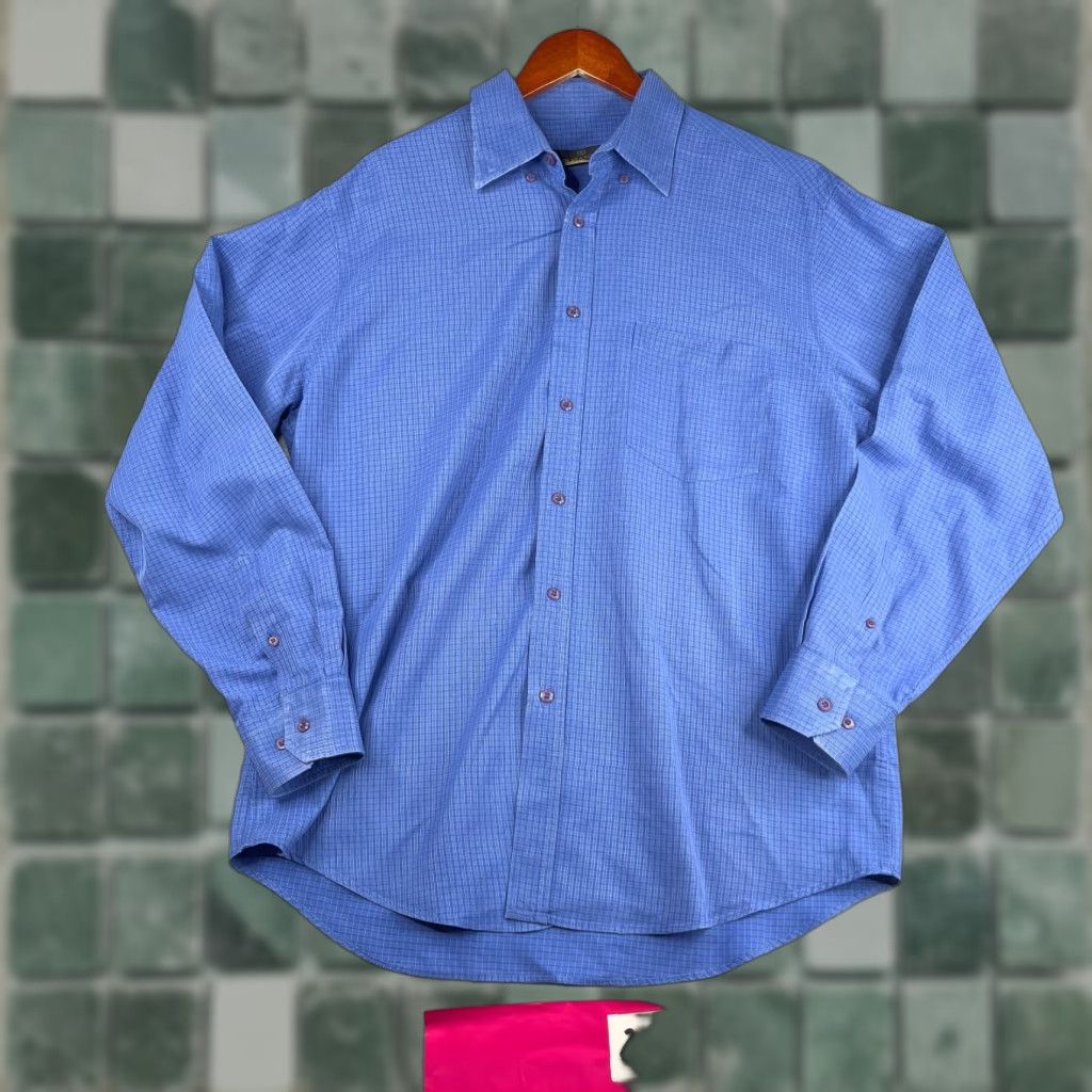 BUGATCHI BUGATCHI UOMO Shirt Blue Check Long Sleeve Mens L Button-Up Casual Size US L / EU 52-54 / 3 - 1 Thumbnail