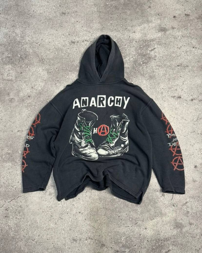Japanese Brand × Vintage Anarchy Punks Not Daed Merch Faded Vintage Hoodie Size US L / EU 52-54 / 3 - 2 Thumbnail
