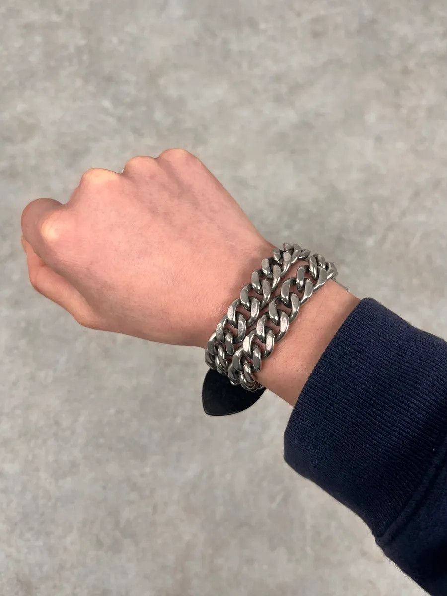 Dolce & Gabbana 2000s Dolce & Gabbana Chain Black Leather Bracelet Size ONE SIZE - 2 Thumbnail