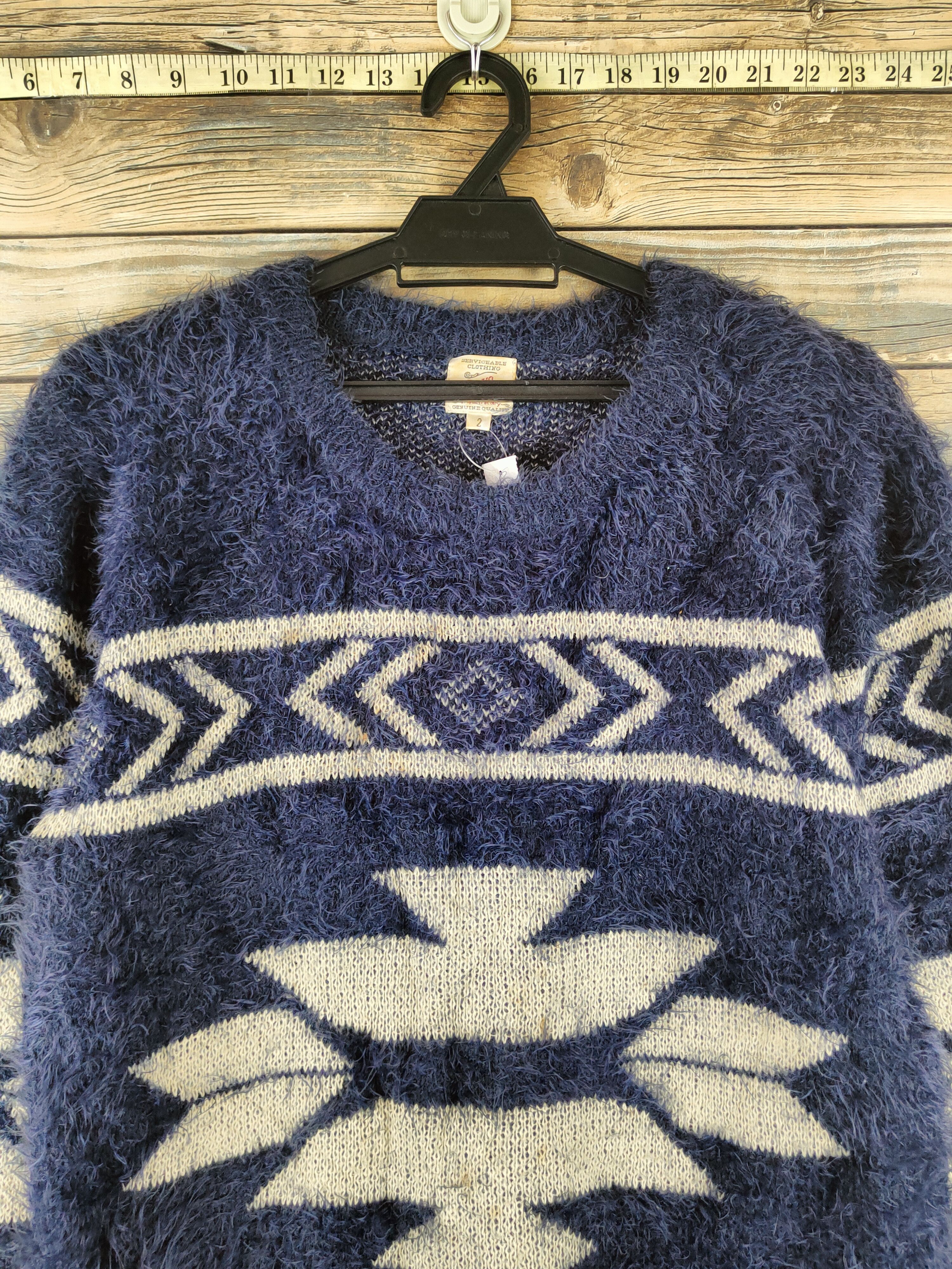Japanese Brand DL Revo Navy Fur Mohair shaggy Knitwear Sweatshirts #46-386 Size US S / EU 44-46 / 1 - 2 Thumbnail