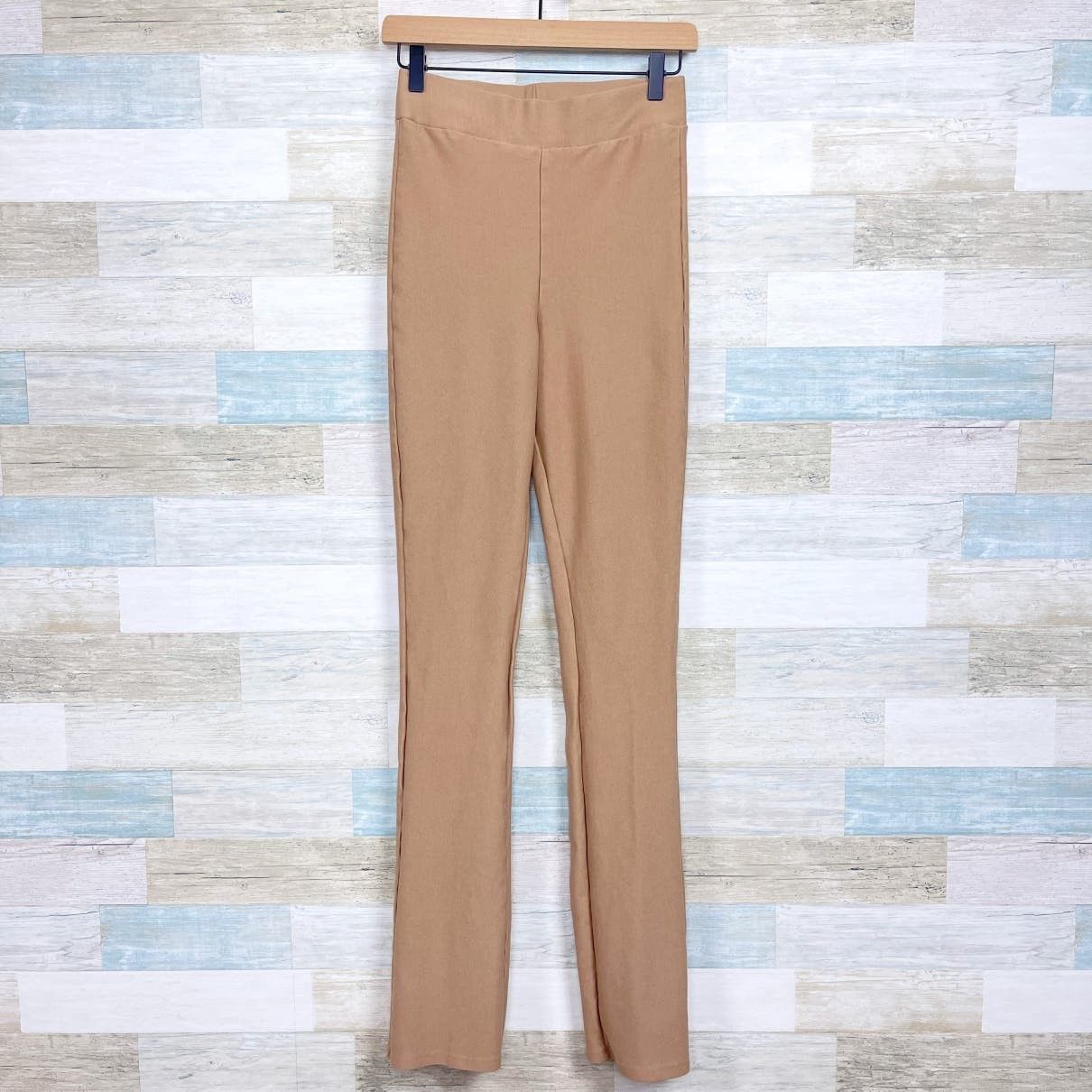 Zara Zara Buttoned Slouchy Pants XS Camel Tan Womens Pull On Tape