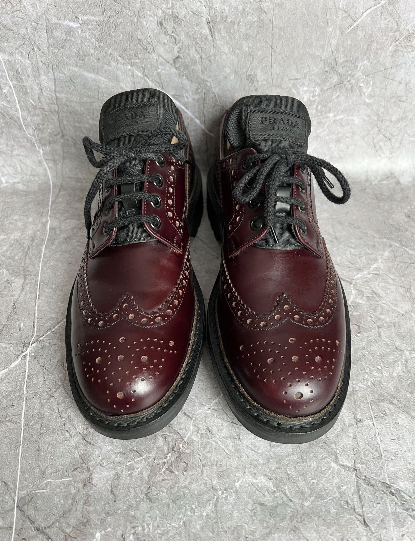 Prada PRADA FW 2009 Nylon Tongue Brogue Derby Shoes Leather Size US 8 / EU 41 - 1 Thumbnail