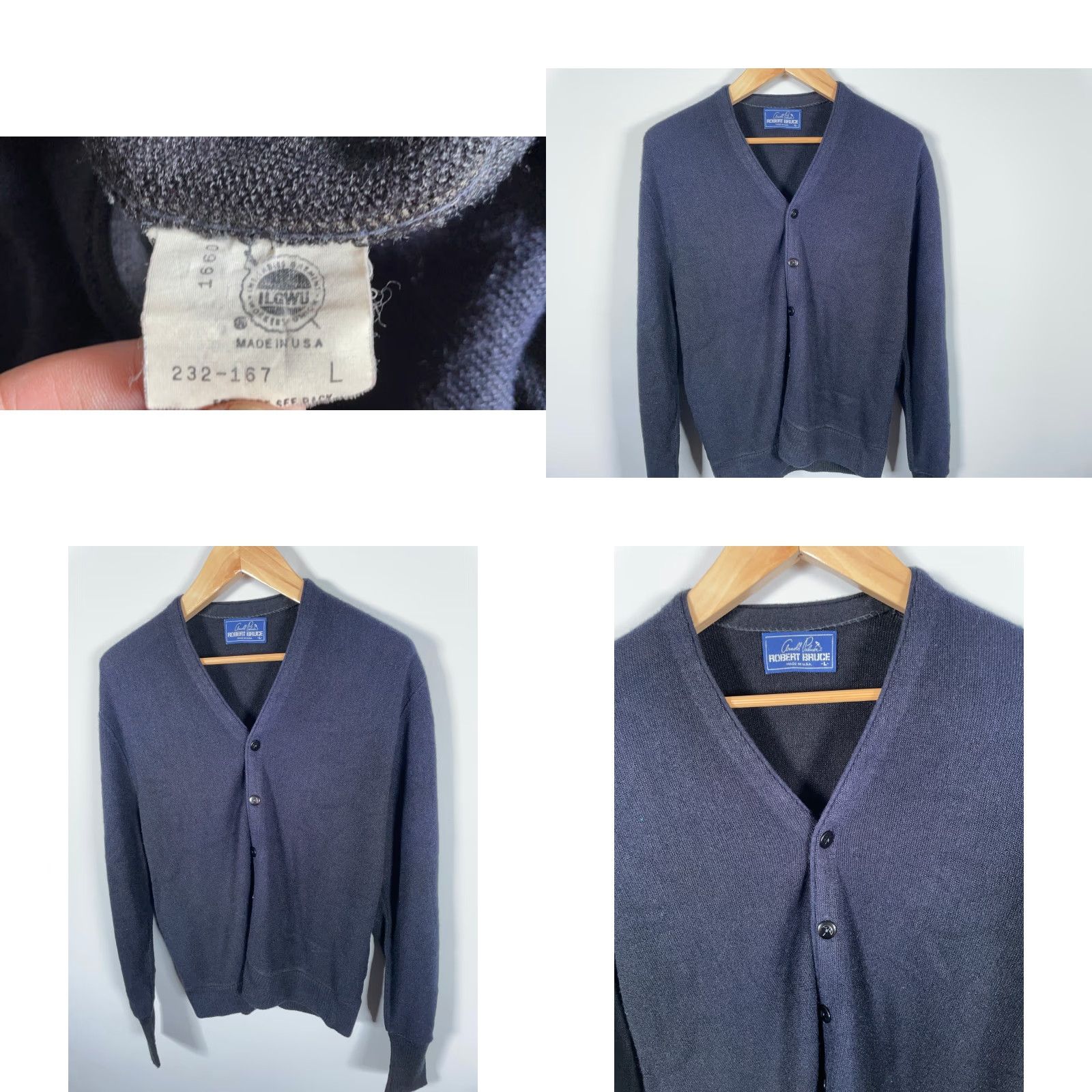 Vintage VINTAGE Arnold Palmer Sweater Cardigan Dark Blue 80s Grandpa Mens Large L Knits Size US L / EU 52-54 / 3 - 9 Thumbnail