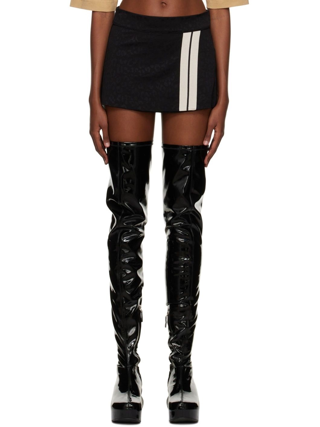 Palm Angels o1y1125 Mini Skirt in Black/White Size 26" / US 2 / IT 38 - 1 Thumbnail
