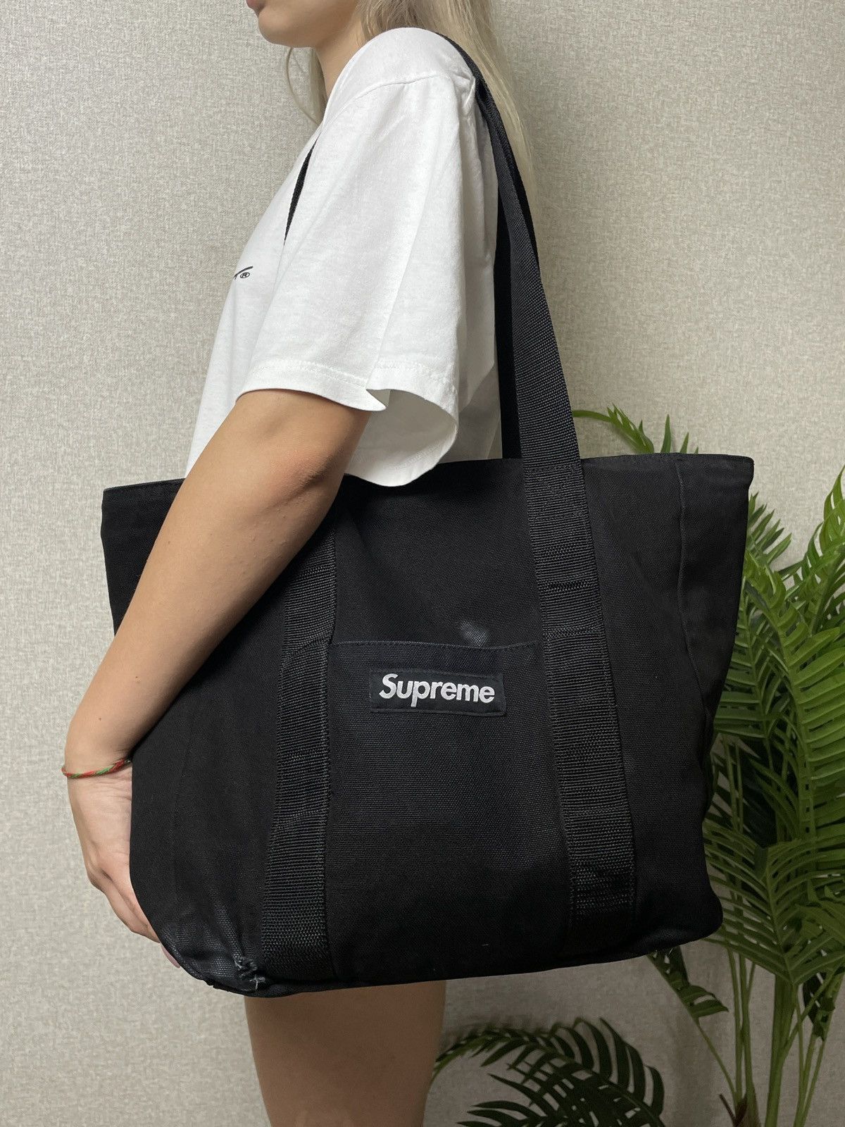 Streetwear Supreme SUPREME Black Denim Tote Bag Grailed