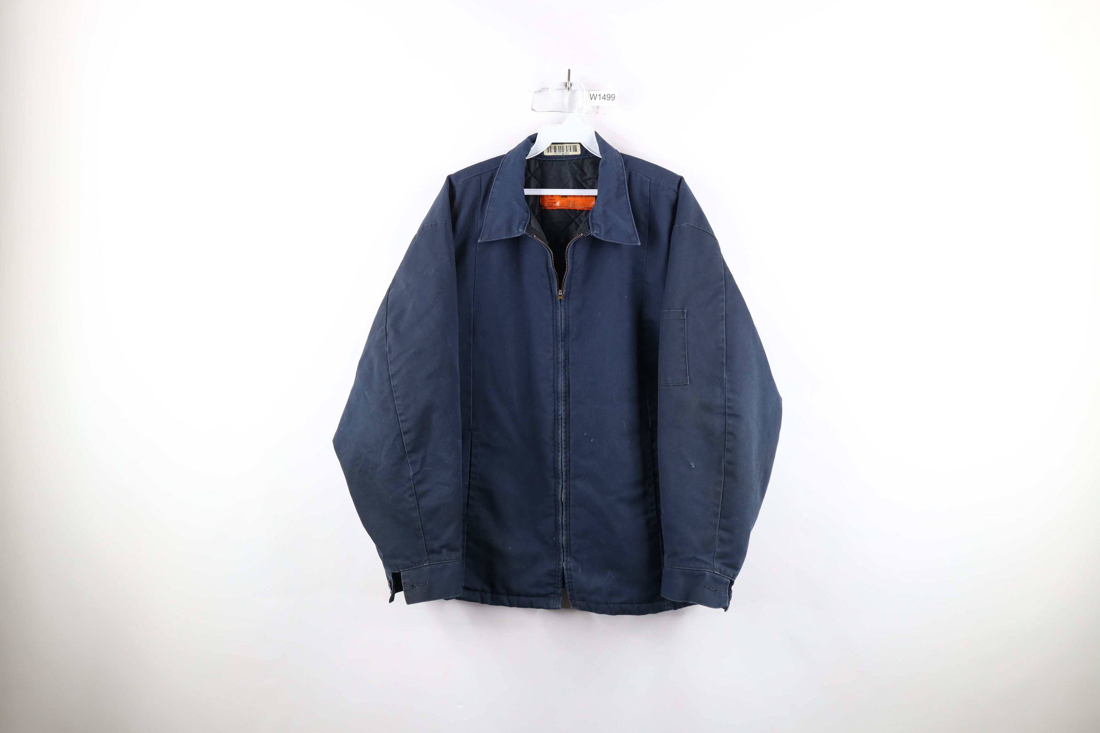 Vintage Vintage 90s Streetwear Quilted Work Mechanic Jacket Blue Size US L / EU 52-54 / 3 - 1 Thumbnail