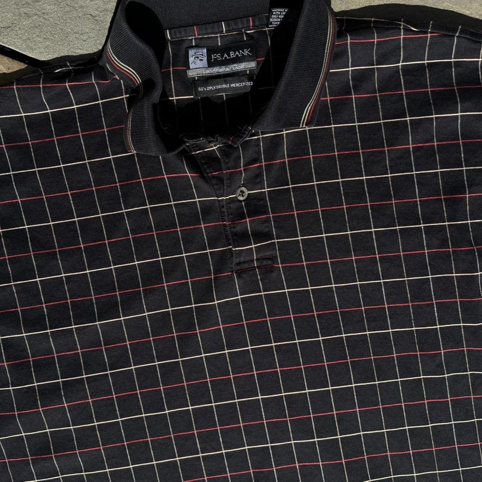 Jos. A. Bank Vintage 90s Black Plaid Pattern Polo Shirt Size US L / EU 52-54 / 3 - 2 Thumbnail
