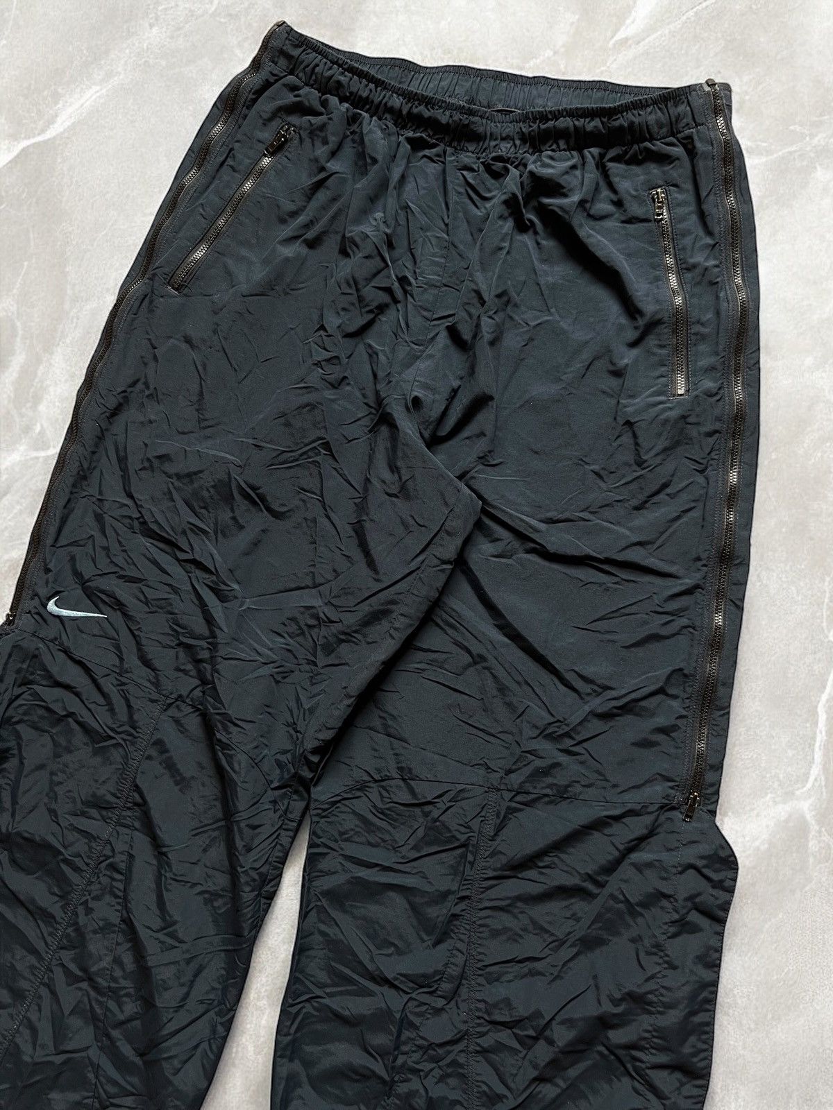 Nike × Vintage NIKE VERY WIDE! BAGGY KNEE LOGO TRACK SUIT PANTS y2k 90s ZIP Size US 33 - 2 Thumbnail