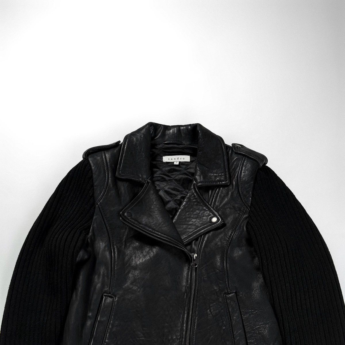 Sandro Sandro Paris Leather Biker Jacket Vintage Size M / US 6-8 / IT 42-44 - 2 Thumbnail