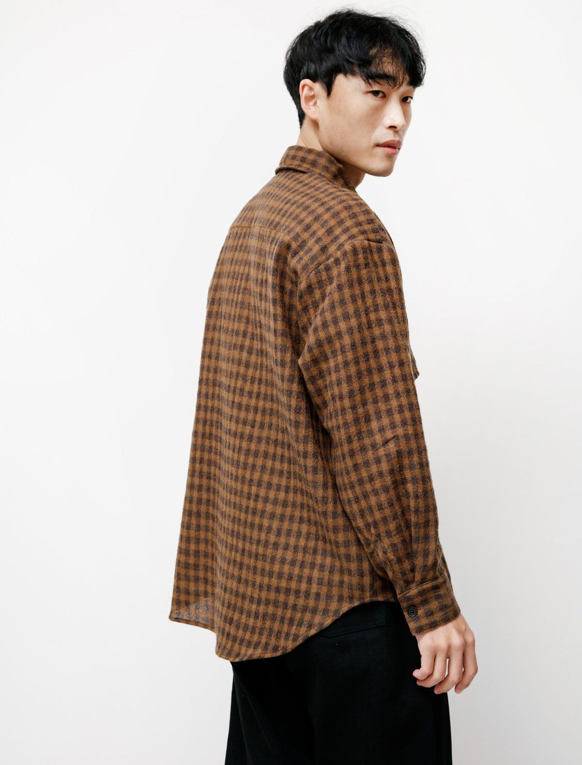 Evan Kinori Wool gauze check big shirt, XL Size US XL / EU 56 / 4 - 1 Thumbnail