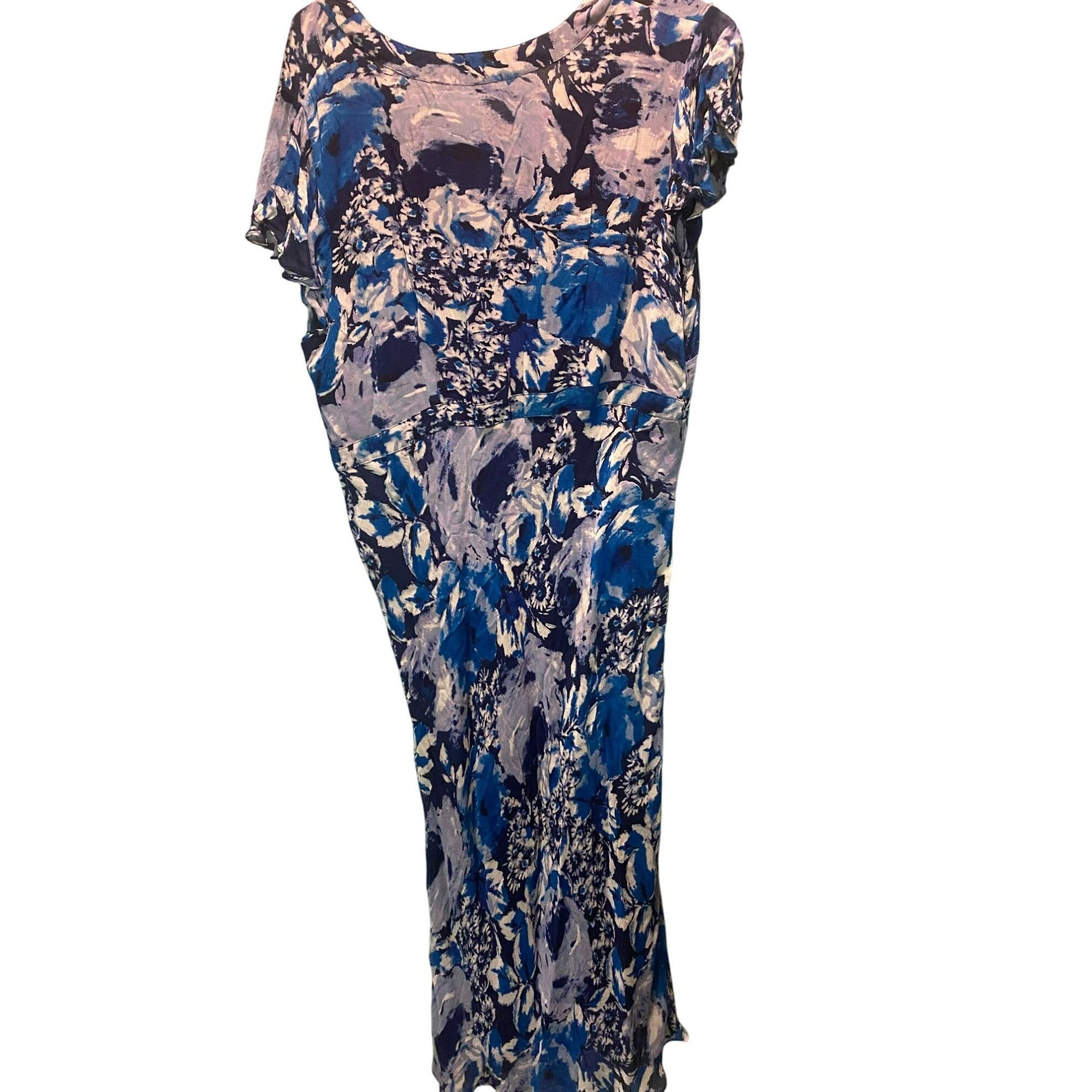 Avenue Avenue Womens Blue & White Floral Print V-Neck Midi Dress Si Size XXL / US 16-18 / IT 52-54 - 6 Thumbnail