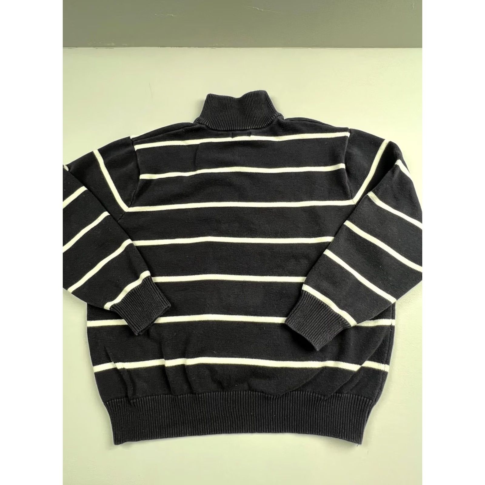 Vintage Polo Jeans Company Sweater Mens 3XL Blue Striped 1/4 Zip Mock Neck Pullover USA Size US XXL / EU 58 / 5 - 2 Thumbnail