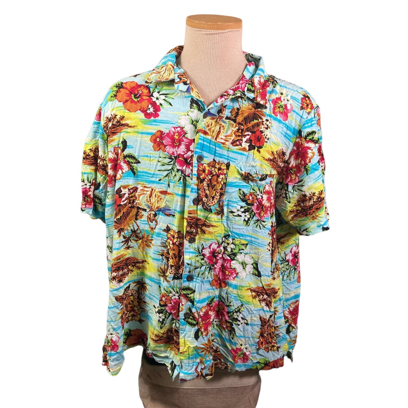 George Hawaiian Shirt Rayon Mens Button Floral Sz XL Short Sleeve Size US XL / EU 56 / 4 - 3 Thumbnail