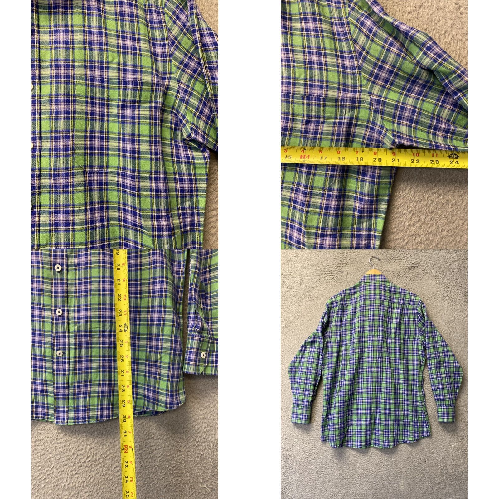 Vintage J Hilburn Long Sleeve Button Shirt Mens M Green Plaid Lightweight Slim /0481 Size US M / EU 48-50 / 2 - 8 Thumbnail