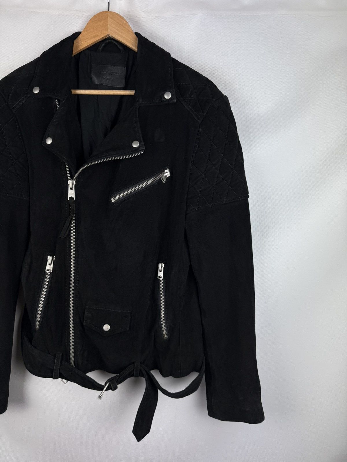 Allsaints Allsaints Bonson Biker Goat Leather Belted Suede Jacket Size US M / EU 48-50 / 2 - 3 Thumbnail