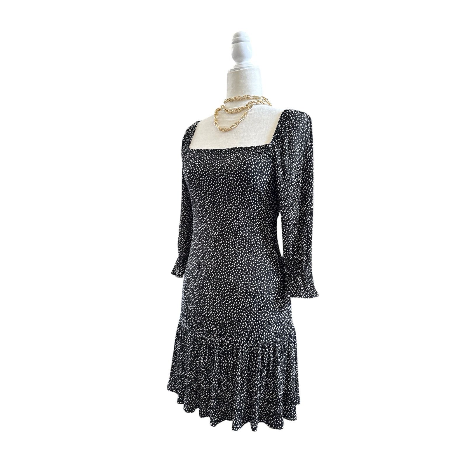 Mango Mango Women Black & White Printed A-Line Mini Dress Size 2 Size XS / US 0-2 / IT 36-38 - 7 Thumbnail