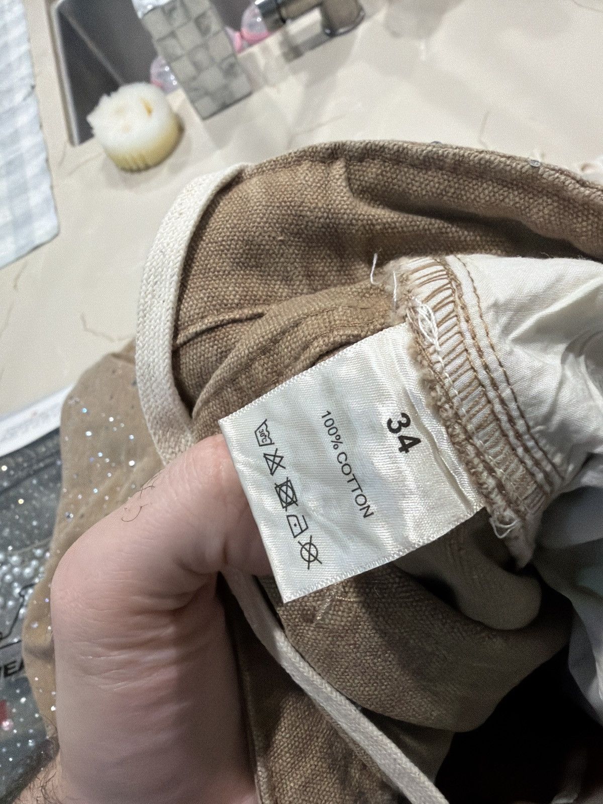 Vale Vale Forever Sand Storm Rhinestone Jorts – Tan 34 New Size US 34 / EU 50 - 7 Thumbnail