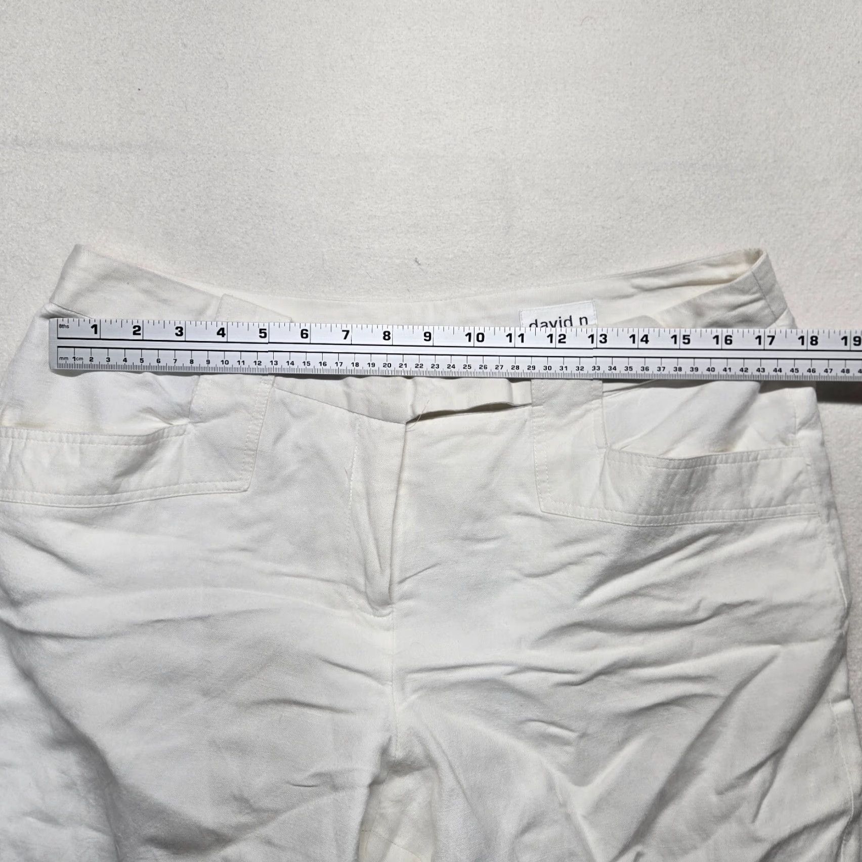 Vintage VINTAGE David N. Cropped Pants Woman 14 Ivory Linen Blend High Rise Front Pleated Zipper Cropped Cropped Pattern Solid Dress Pant Women Size 36" / US 14 / IT 50 - 3 Thumbnail