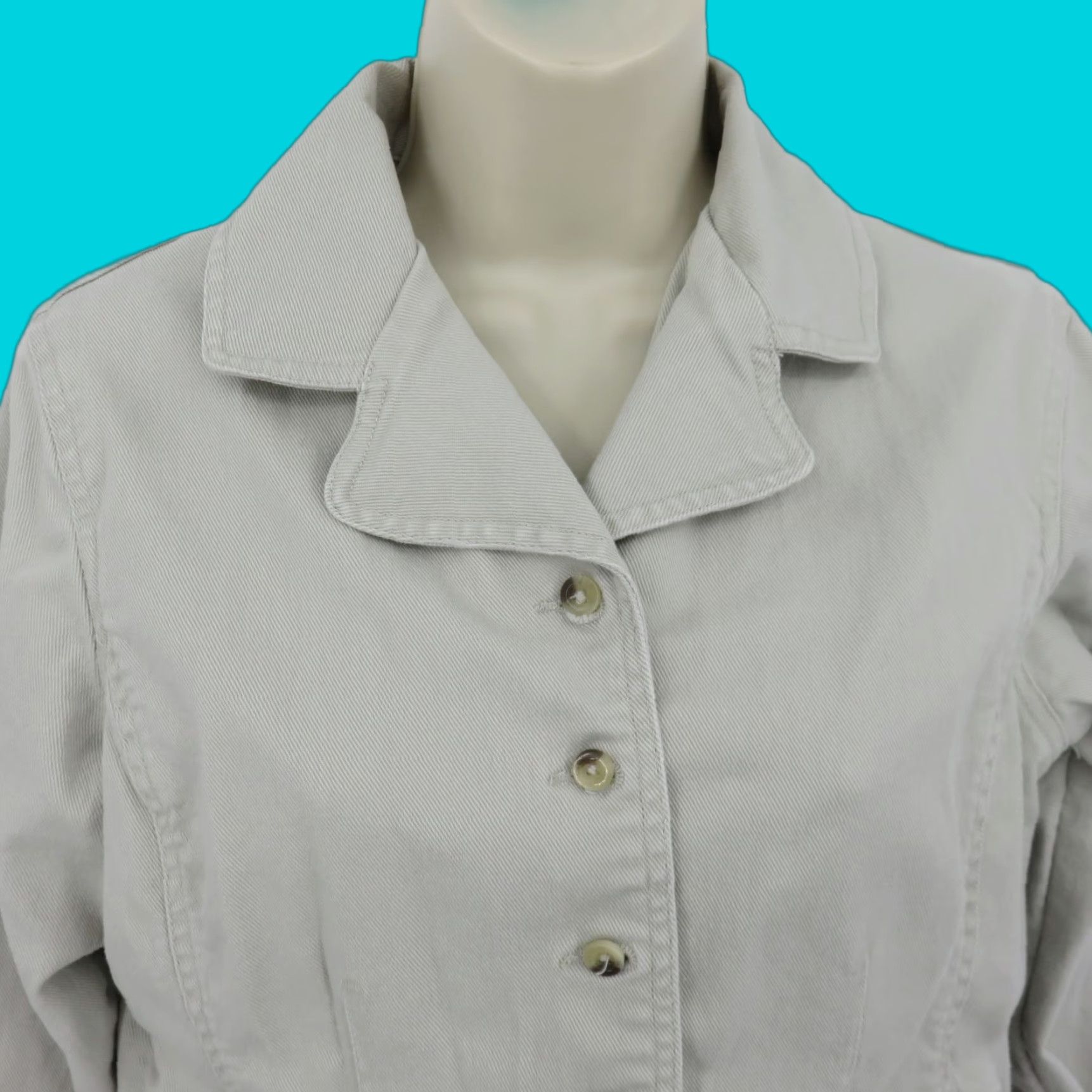 Denime Relativity Women's Petite Medium PM Denim Jacket Collared Button Coat Size M / US 6-8 / IT 42-44 - 1 Thumbnail