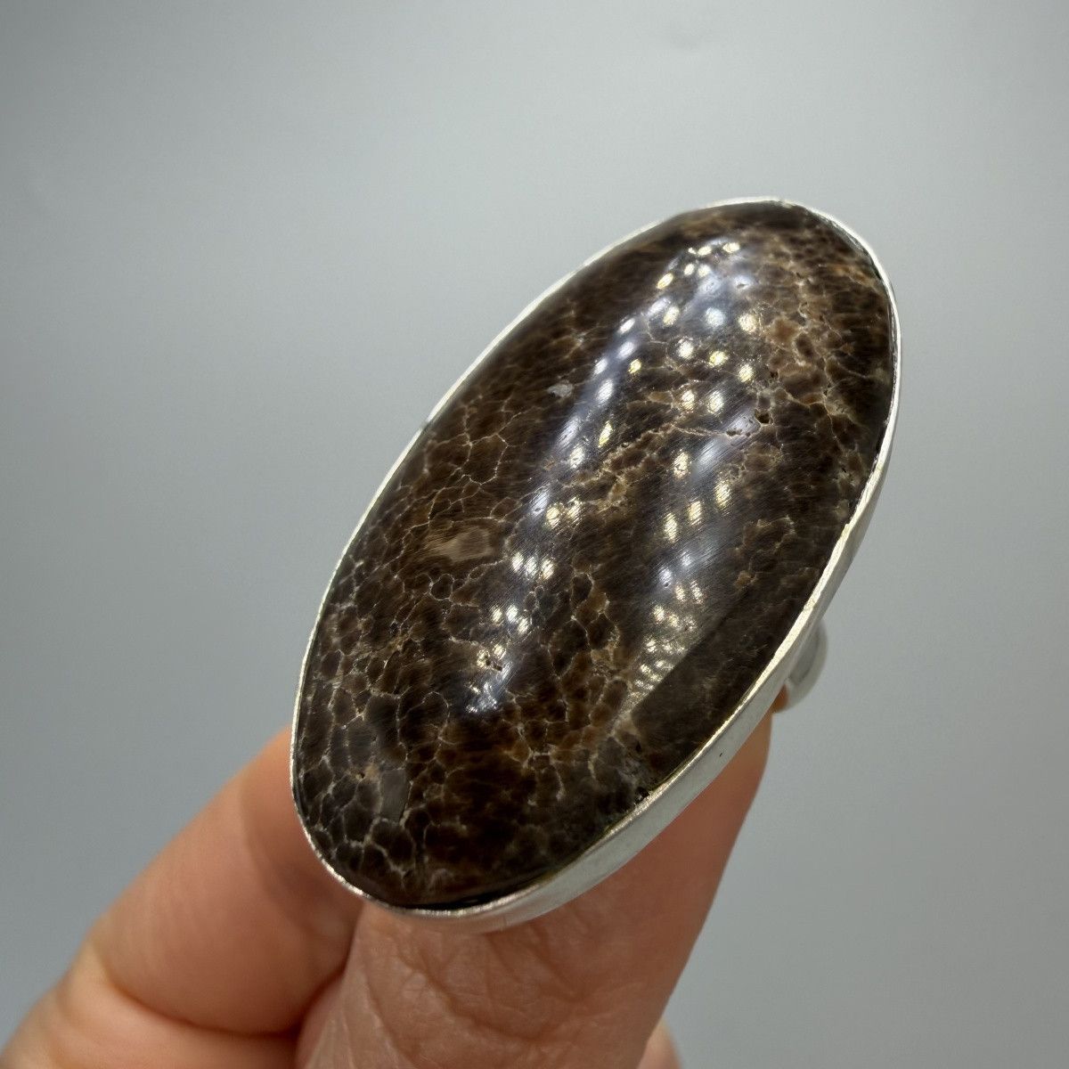 Sterling Silver Vintage Sterling Silver 925 Natural Fossil Coral Ring S 8 Size ONE SIZE - 8 Thumbnail