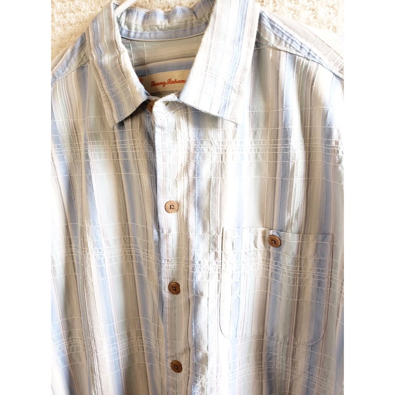 Tommy Bahama Tommy Bahama Shirt Button-Up Striped Adult Large Pink Multicolor Silk Blend Mens Casual Classic Beach Hawaiian Size US L / EU 52-54 / 3 - 3 Thumbnail