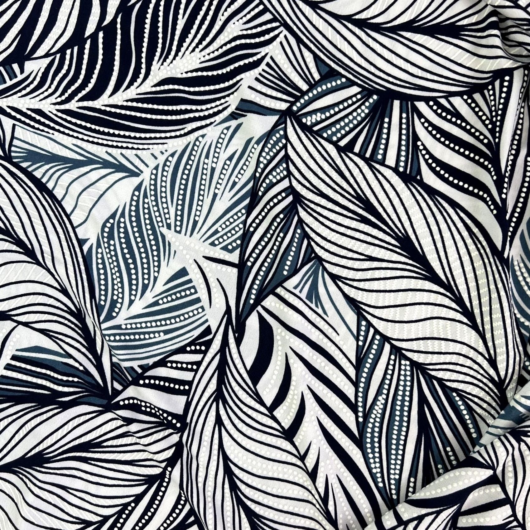 Vintage Coco Bianco Blouse Womens Medium Blue Tropical Leaf Print Bell Sleeve Tunic Top Size M / US 6-8 / IT 42-44 - 2 Thumbnail