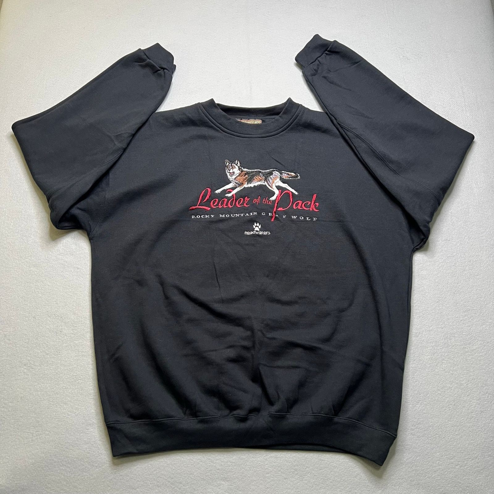 Vintage Headwaters Leader of the Pack Wolf Sweatshirt Mens XXL Black Size US XXL / EU 58 / 5 - 4 Thumbnail