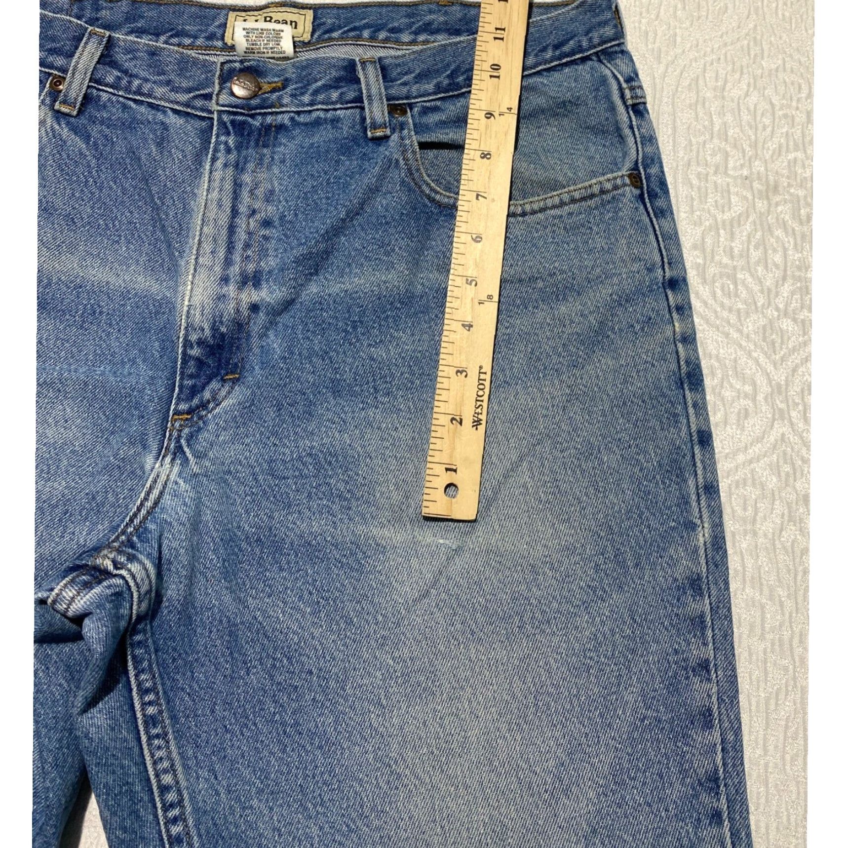 Denime LLBean Classic Fit Jeans Mens 36x28 Blue Denim Cotton Straight Leg Pants Size US 36 / EU 52 - 2 Thumbnail
