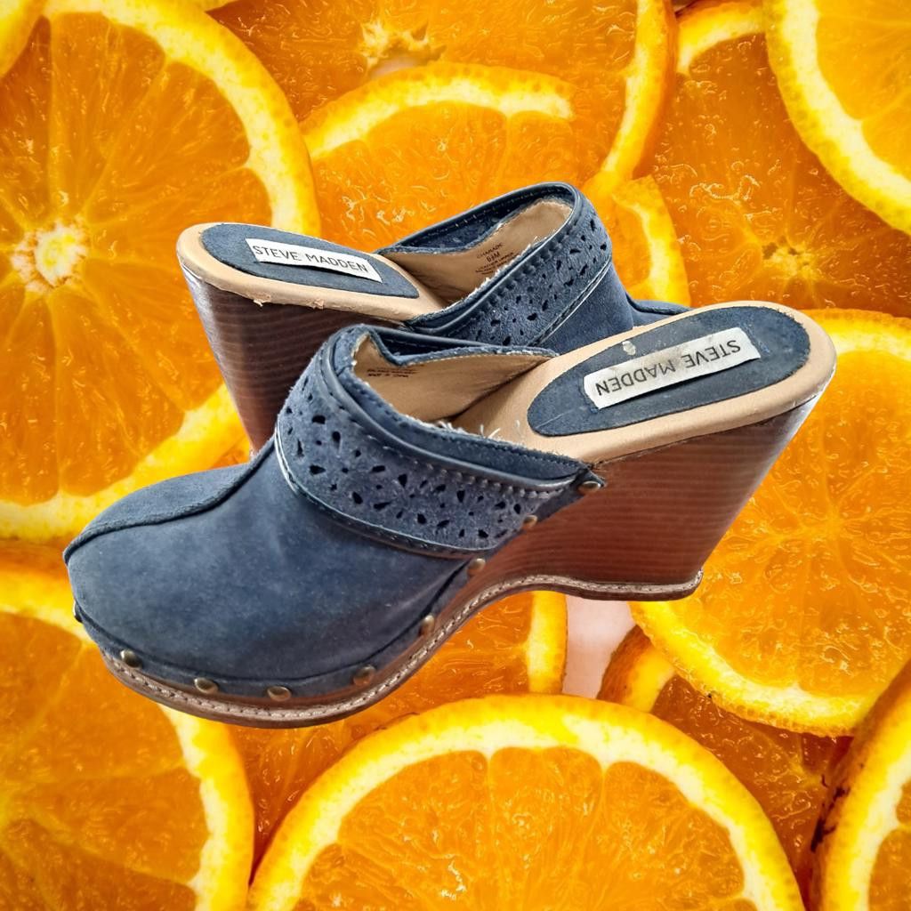 Steve Madden Steve Madden Blue Clog Style High Heel Wedges Size ONE SIZE - 1 Thumbnail