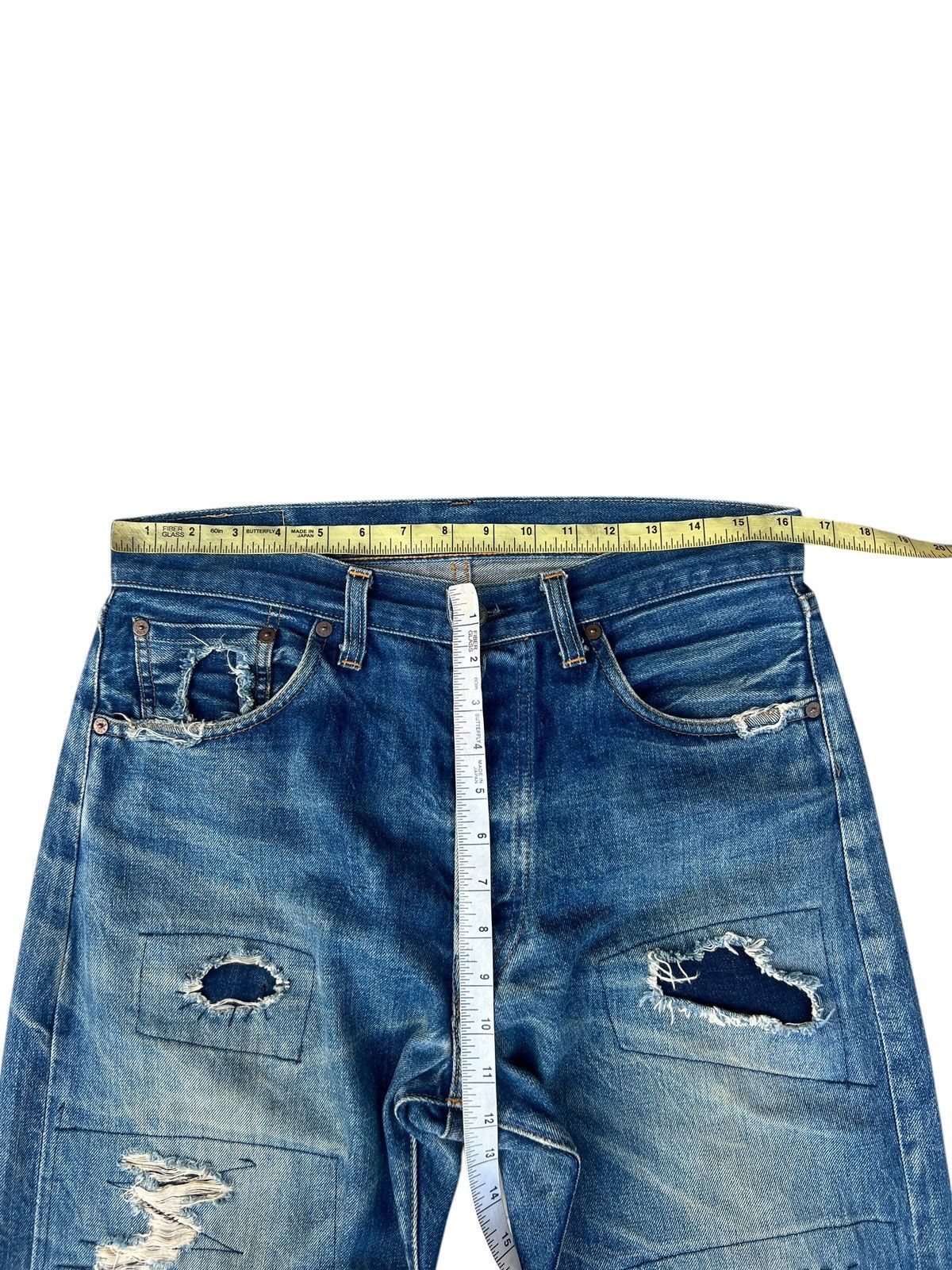 Levi's Vintage Clothing Trashed 90s LVC Levi’s 501 XX Big E Mud Denim Selvedge Jeans Size US 32 / EU 48 - 4 Thumbnail