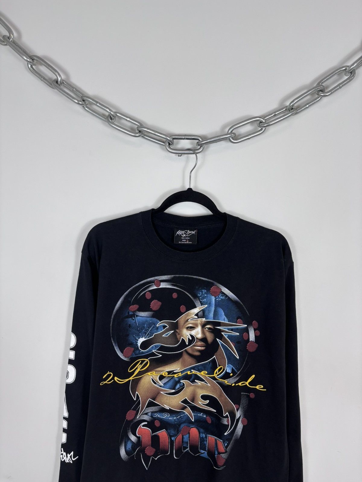 Rap Tees Vintage 2Pac Shakur Y2K Black AOP Big Logo Long Sleeve Tee Size US L / EU 52-54 / 3 - 3 Thumbnail