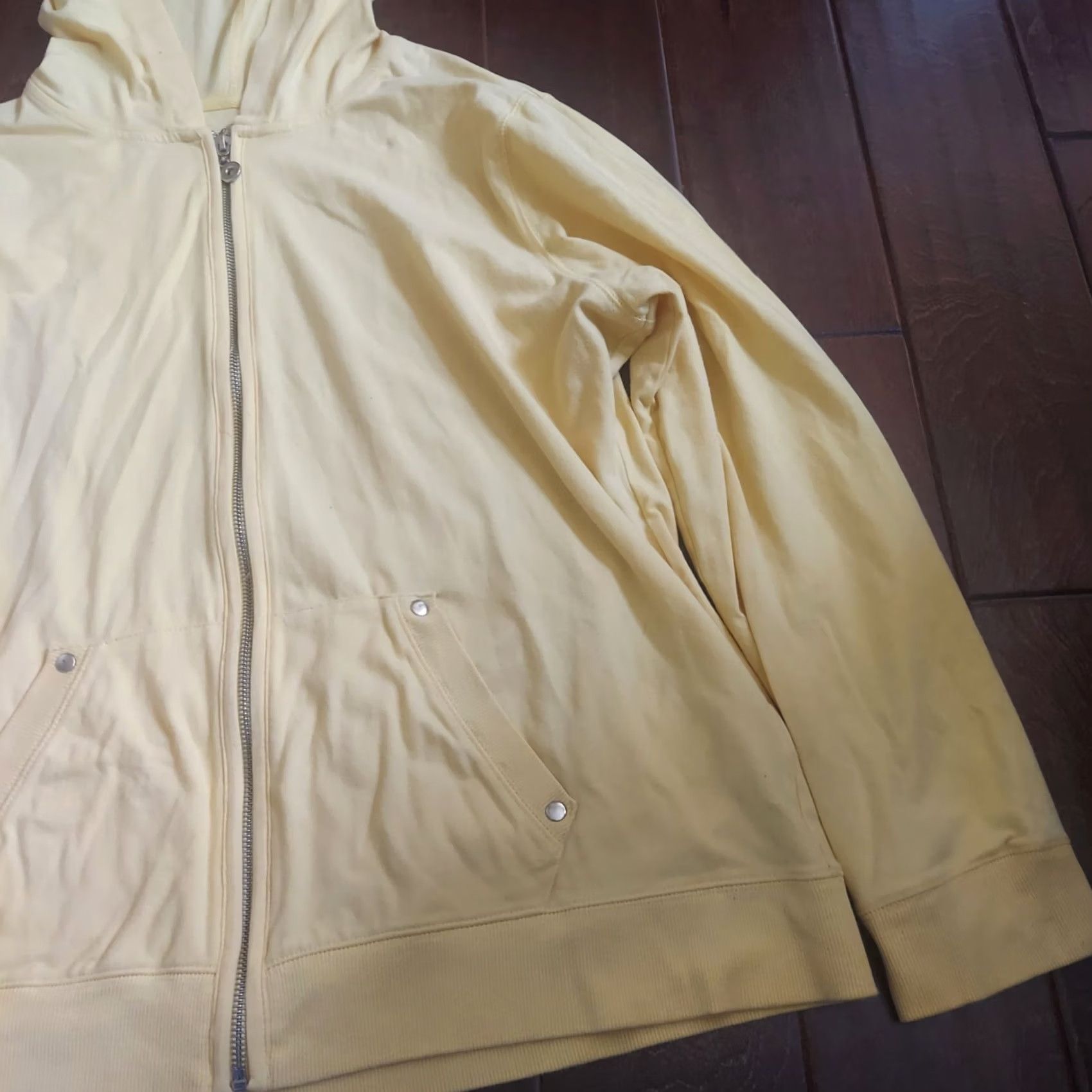 Vintage Style&co. Women's Yellow Full Zip Hooded Pockets Jacket Shirt Size L / US 10 / IT 46 - 3 Thumbnail