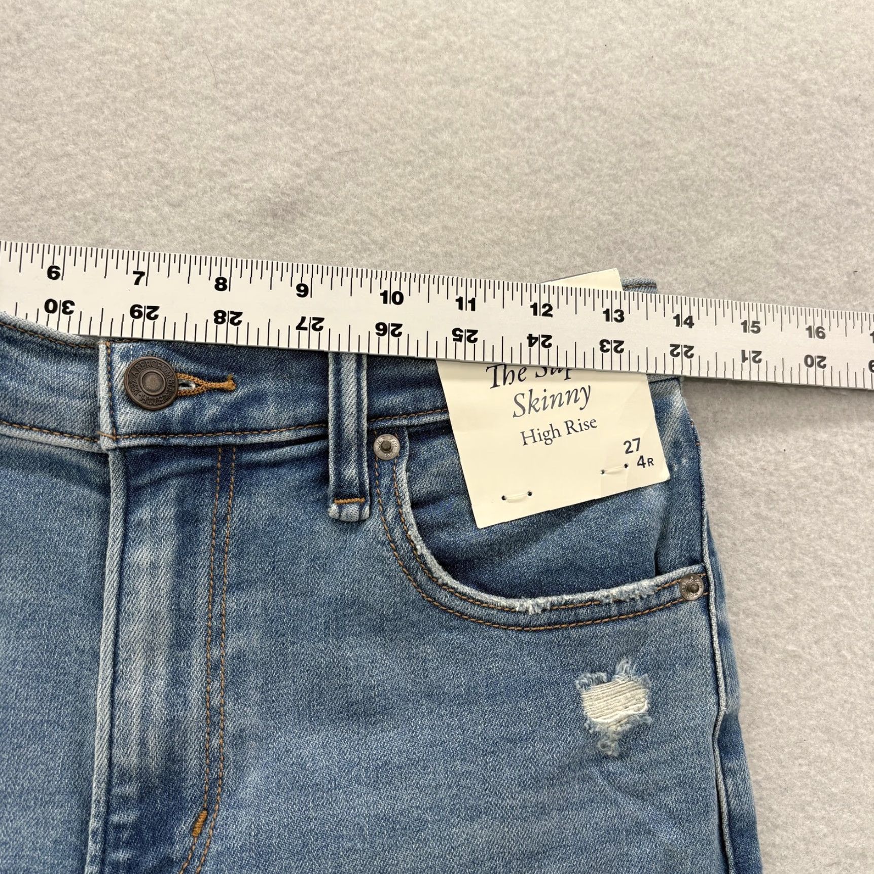 Abercrombie & Fitch Abercrombie & Fitch Skinny Jeans Womens 4 Blue High Rise Distressed NWT Size 27" / US 4 / IT 40 - 7 Thumbnail