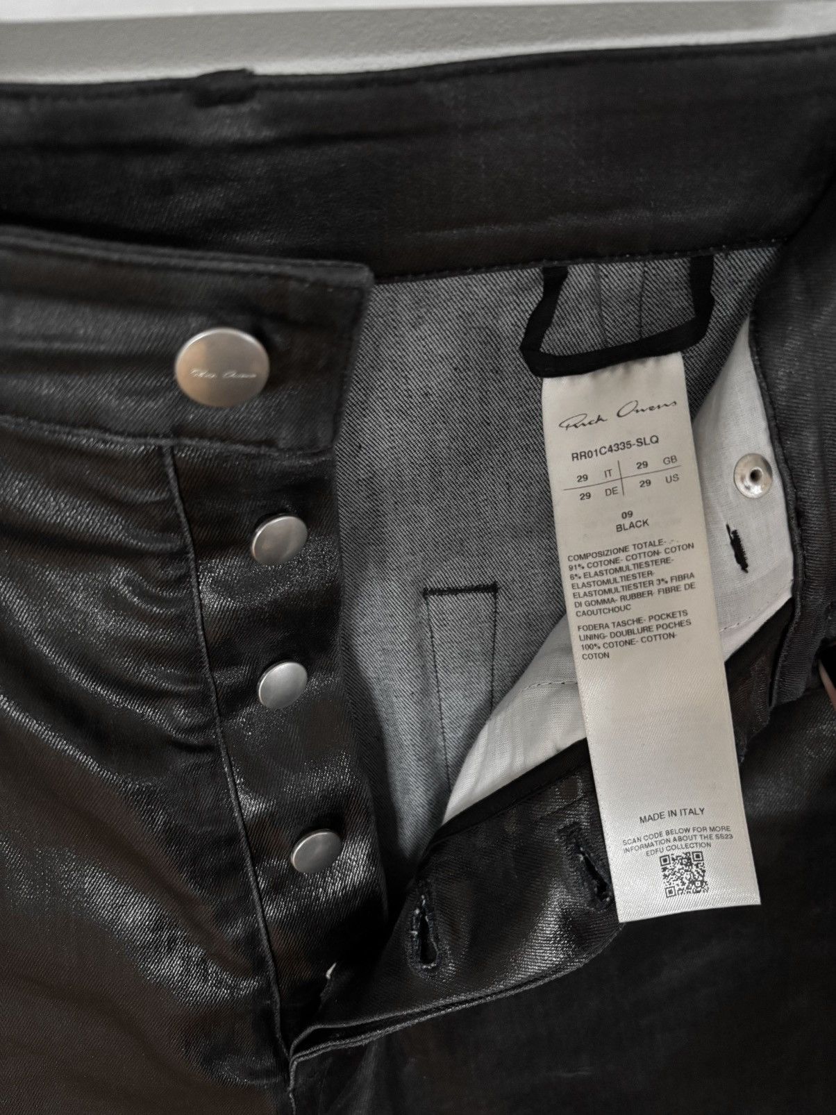 Rick Owens Rick Owens mainline black wax coated bolan pants Size US 29 - 3 Thumbnail