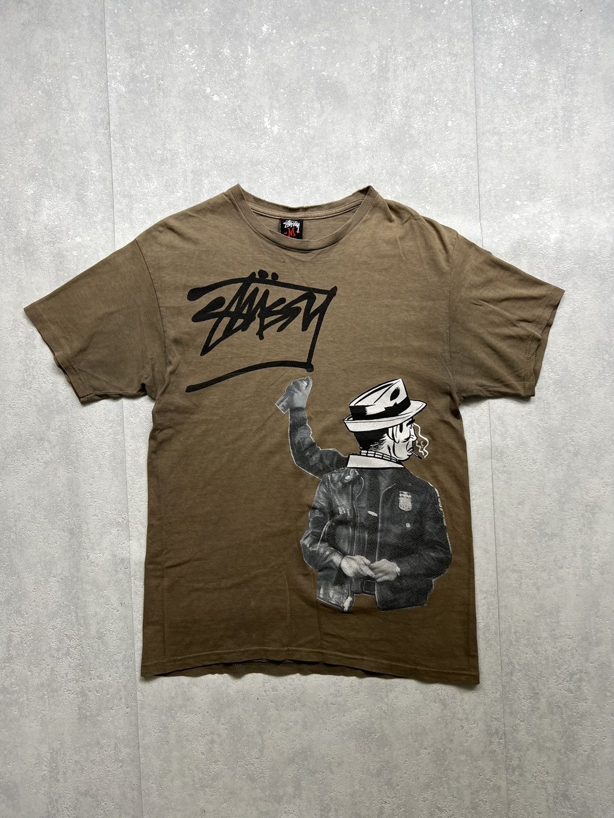 Stussy 00’s STUSSY GRAFFITI COP GUY DISTRESSED Y2K VINTAGE TEE Size US M / EU 48-50 / 2 - 1 Thumbnail