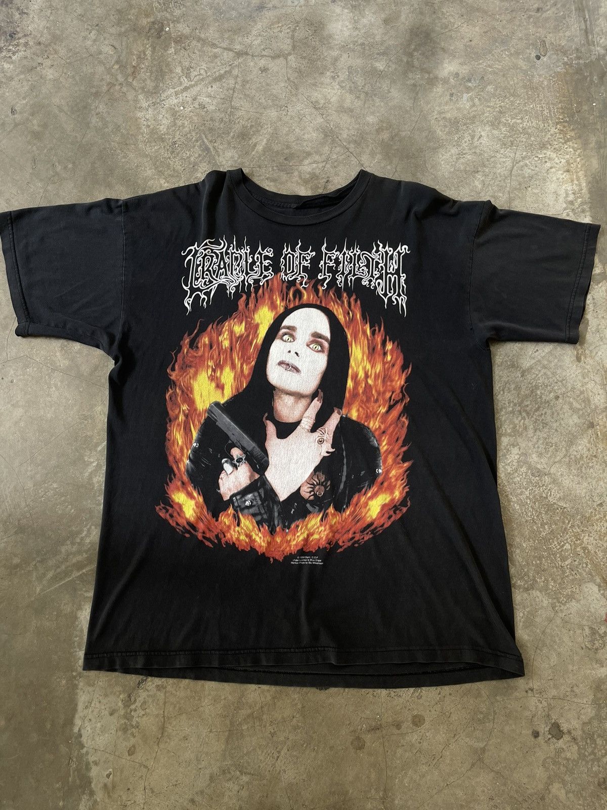 Band Tees Vintage 1999 Cradle of Filth Wanker Dani Filth Flame Size US XL / EU 56 / 4 - 1 Thumbnail