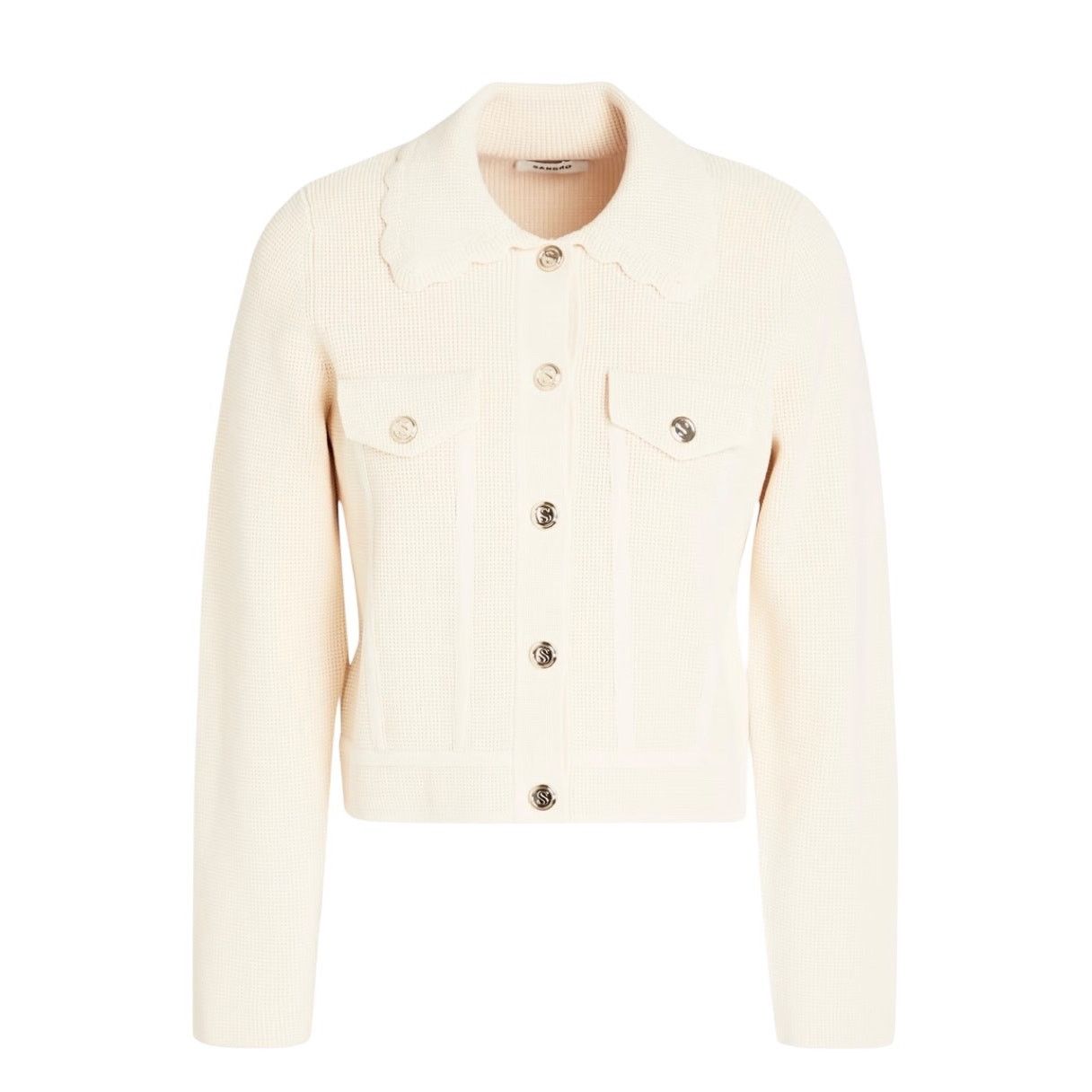 Sandro Sandro Paco Cream Waffle Knit Cardigan Sweater Jacket Size M / US 6-8 / IT 42-44 - 1 Thumbnail